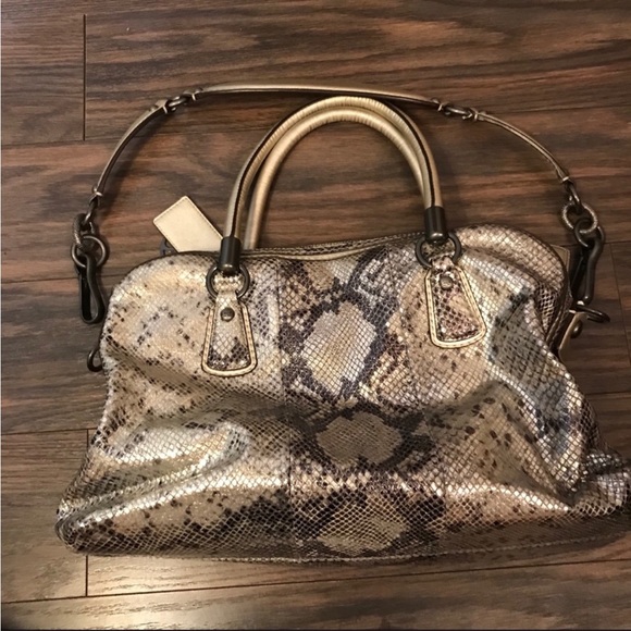 HP 🎉 Coach Python Snake Leather Large Satchel Crossbody Bag F14817 - Picture 2 of 6